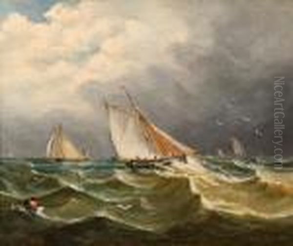 Ships At Sea Oil Painting by John Moore Of Ipswich