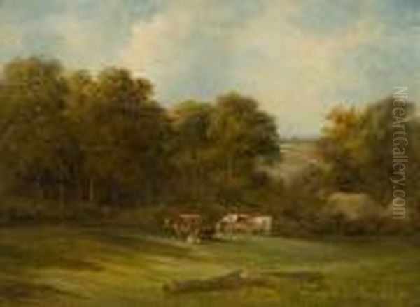 Cattle Grazing In Field Oil Painting by John Moore Of Ipswich