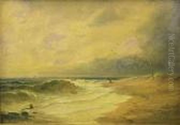 Figure On A Deserted Beach Oil Painting by John Moore Of Ipswich