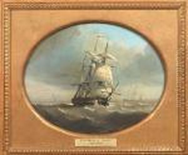 A Sailing Vessel On Choppy Waters Oil Painting by John Moore Of Ipswich