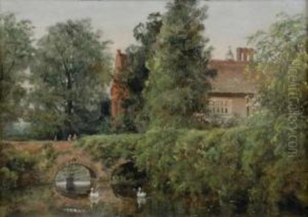 Playford Hall Oil Painting by John Moore Of Ipswich