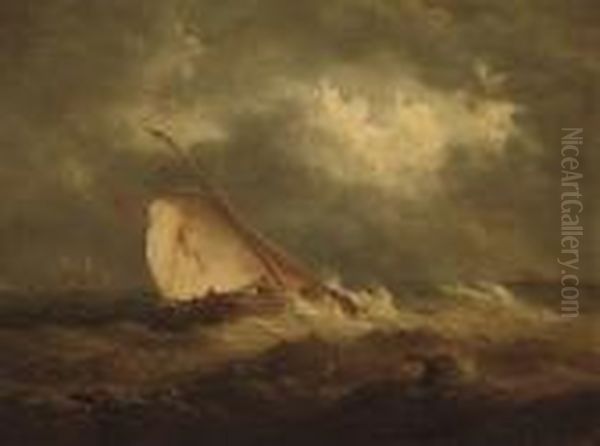 Caught In A Squall Oil Painting by John Moore Of Ipswich