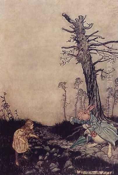 Alice in Wonderland: Down the Rabbit Hole Oil Painting by Arthur Rackham