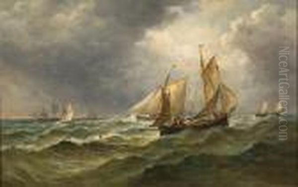 Shipping In A Choppy Sea by John Moore Of Ipswich