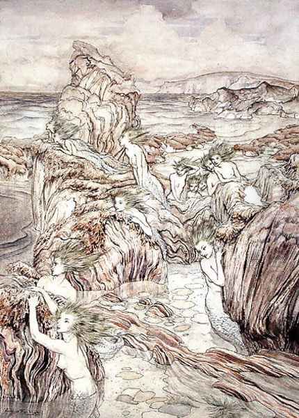 Daughter of the Sea, illustration from The Three Golden Apples, by Nathaniel Hawthorne Oil Painting by Arthur Rackham