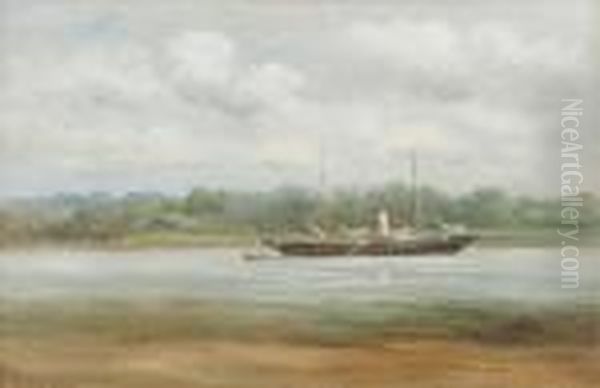 The 'wild Wave', R.y.s. Moored At Pin Mill Oil Painting by John Moore Of Ipswich