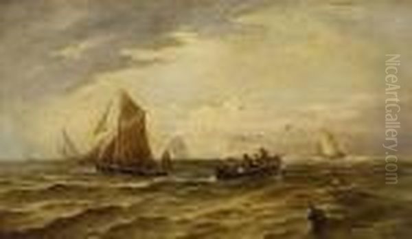 Sailing Vessels Offshore by John Moore Of Ipswich