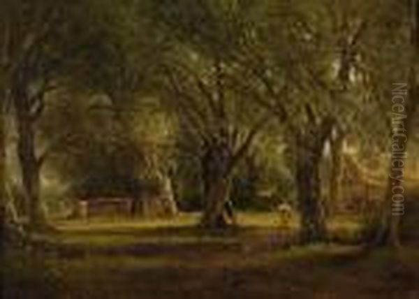 Figure In A Wooded Landscape Oil Painting by John Moore Of Ipswich