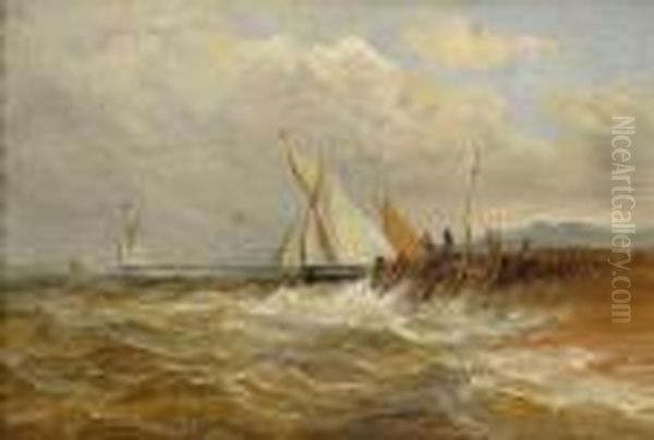 Boats Off The Jetty Oil Painting by John Moore Of Ipswich