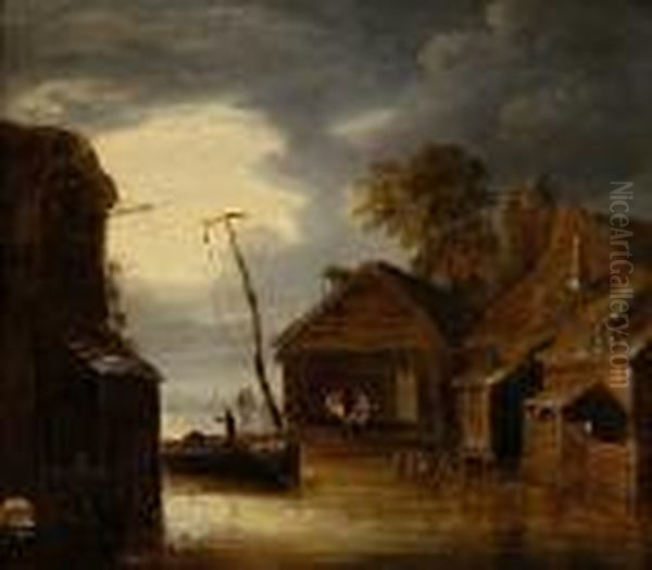 On The River By Moonlight Oil Painting by John Moore Of Ipswich