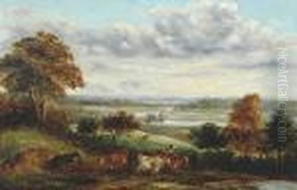 View Of The River Deben Near Woodbridge Oil Painting by John Moore Of Ipswich