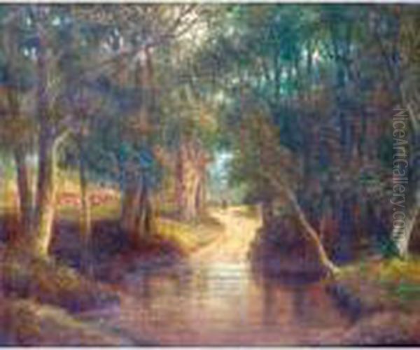 Woodland Scene Oil Painting by John Moore Of Ipswich