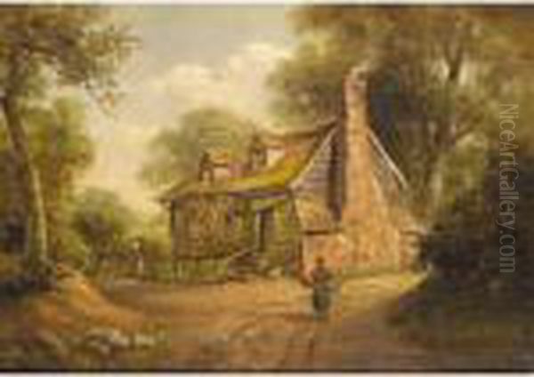 Cottage Scenes Oil Painting by John Moore Of Ipswich