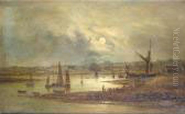 Moonlit Coast Oil Painting by John Moore Of Ipswich