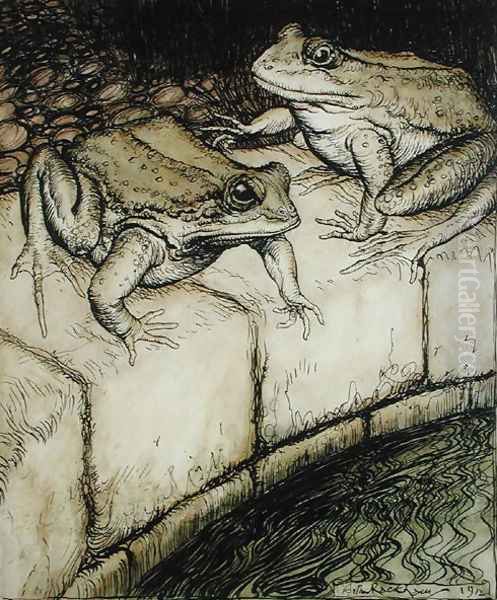 The Frogs and the Well, illustration from Aesops Fables, published 1912 Oil Painting by Arthur Rackham