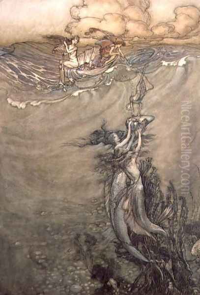 Jewels from the Deep, 1909 Oil Painting by Arthur Rackham