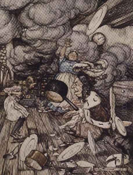 In the Duchesss Kitchen, illustration to Alices Adventures in Wonderland by Lewis Carroll 1832-98 1907 Oil Painting by Arthur Rackham