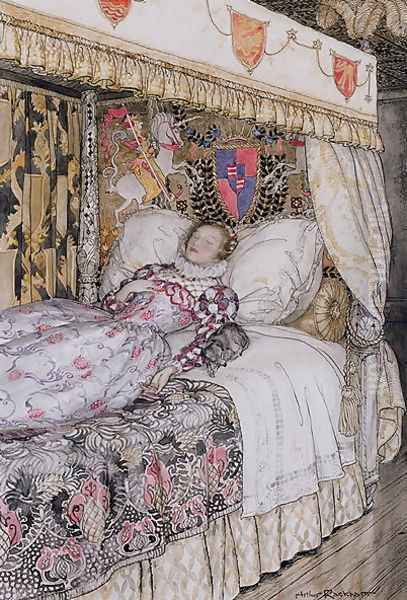 The Sleeping Princess, illustration for The Allies Fairy Book, Heinemann, 1916 Oil Painting by Arthur Rackham