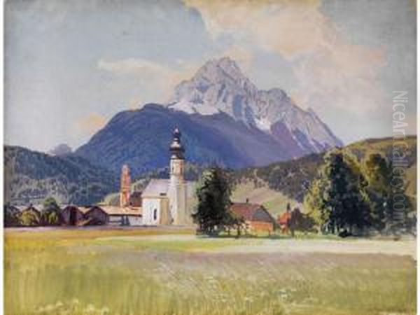 Blick Auf Mittenwald Oil Painting by Willy Moralt