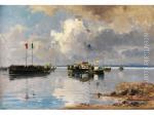 Wasserprozession Auf Dem Chiemsee Oil Painting by Willy Moralt