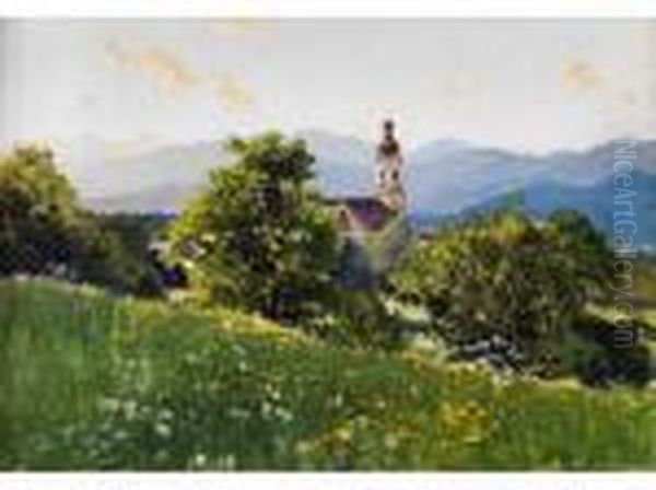 Barockkirche In Ramsau Oil Painting by Willy Moralt