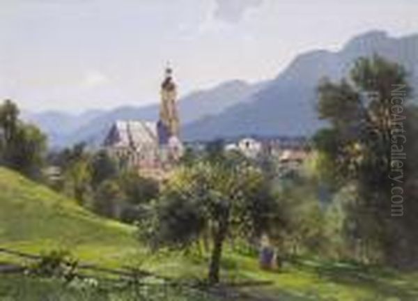 Blick Auf Lenggries Oil Painting by Willy Moralt