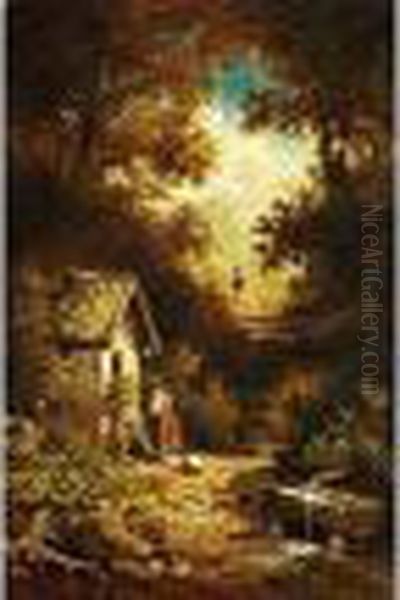 Waldschneise Mit Kapelle Oil Painting by Willy Moralt