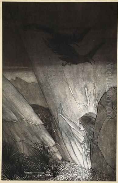 Erda bids thee beware, illustration from The Rhinegold and the Valkyrie, 1910 Oil Painting by Arthur Rackham