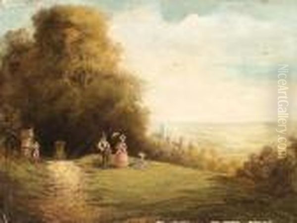 A Sunday Walk By A Village Oil Painting by Willy Moralt