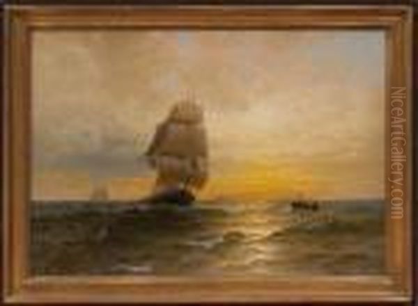 Full Sail At Sunset Oil Painting by Edward Moran