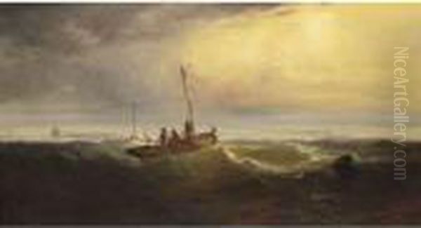 Sailing In Rough Seas Oil Painting by Edward Moran