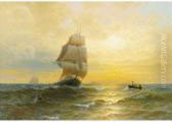 Full Sail At Sunset Oil Painting by Edward Moran