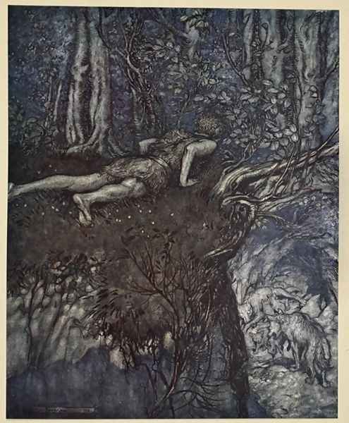 And there I learnt what love was like, illustration from Siegfried and the Twilight of the Gods, 1924 Oil Painting by Arthur Rackham