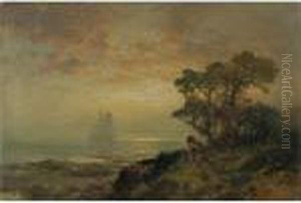 The First Ship Entering Ny Harbor Oil Painting by Edward Moran