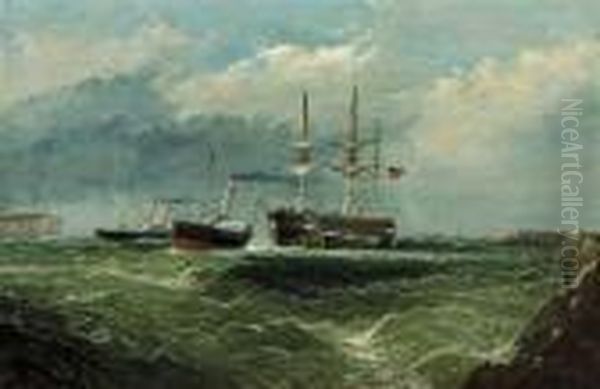 New York Harbor Oil Painting by Edward Moran