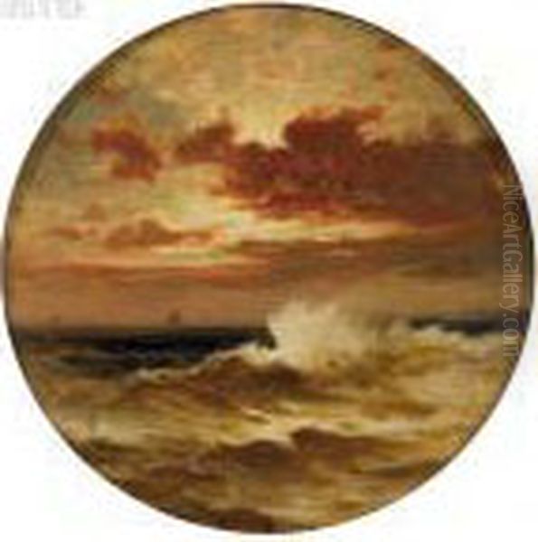 Seascape With Distant Boats Oil Painting by Edward Moran