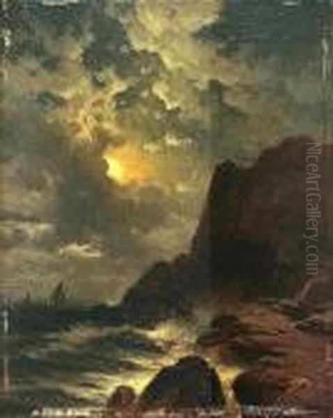 Ships Sailing In The Moonlight Oil Painting by Edward Moran