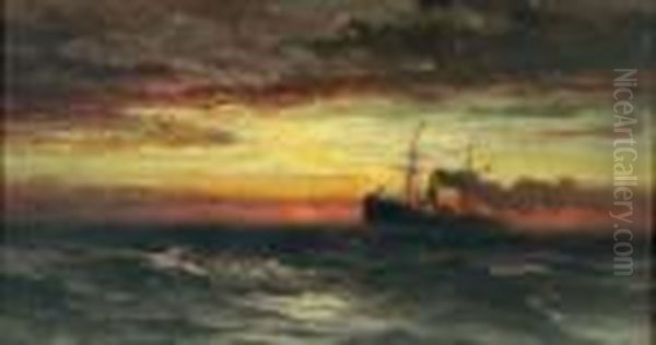 On The High Sea Oil Painting by Edward Moran