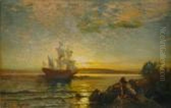 Arrival To The New World Oil Painting by Edward Moran