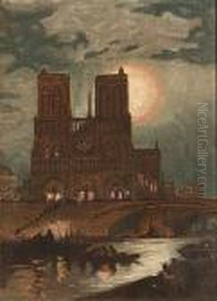 Notre Dame Cathedral Oil Painting by Edward Moran