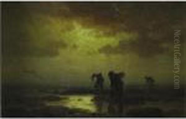 Clam Diggers Oil Painting by Edward Moran