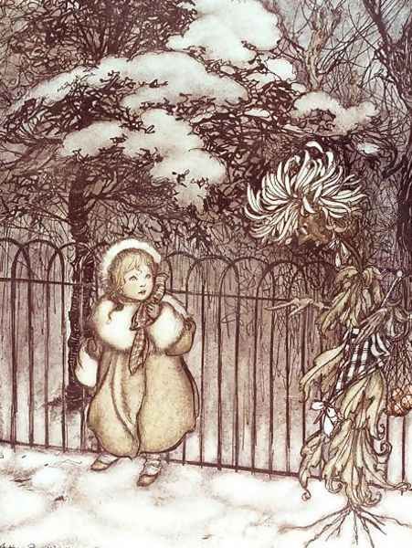 Winter from Peter Pan in Kensington Gardens by J.M. Barrie, 1906 Oil Painting by Arthur Rackham