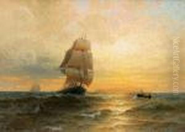 Full Sail At Sunset Oil Painting by Edward Moran