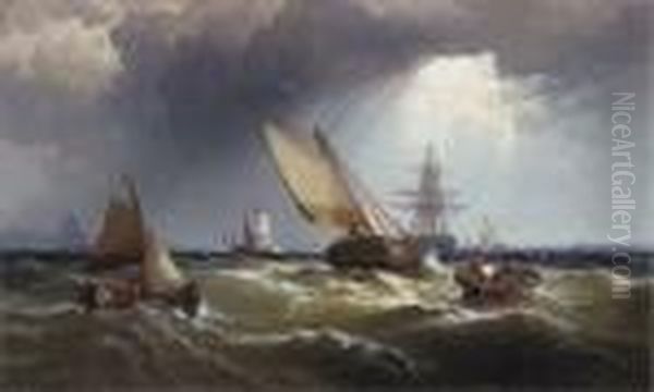 New York Harbor Oil Painting by Edward Moran