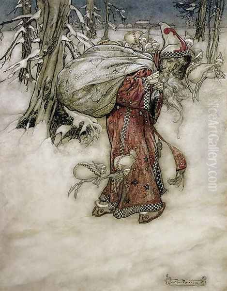 Santa Claus, illustration from Arthur Rackhams Book of Pictures, 1907, published 1913 Oil Painting by Arthur Rackham