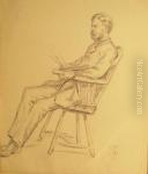 Sketch Of Howard Russell Butler Oil Painting by Thomas Moran