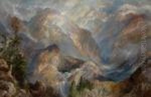 Morning In The Sierras, Nevada Oil Painting by Thomas Moran