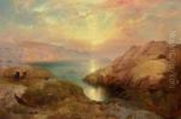 Coastal Scene Oil Painting by Thomas Moran