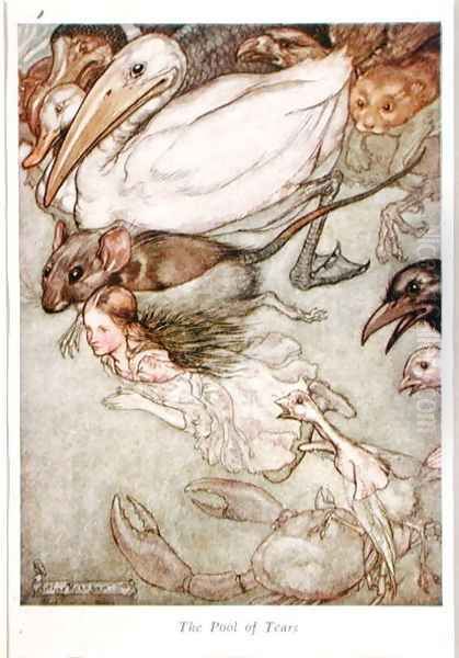 The Pool of Tears, from Alices Adventures in Wonderland by Lewis Carroll 1832-98 1907 Oil Painting by Arthur Rackham