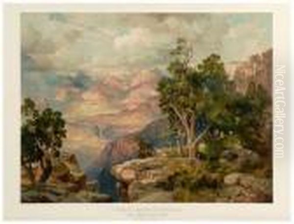 Grand Canyon Of Arizona From Hermit Rim Road Oil Painting by Thomas Moran